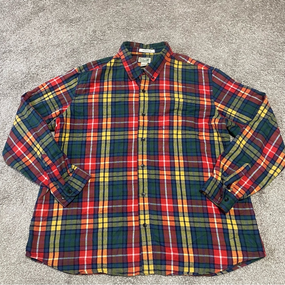 Men’s LL Bean Scotch Plaid Flannel Shirt Size XXL